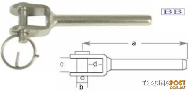 SWAGE Fork Terminals to suit 2.5mm (3/32") TO 1/4