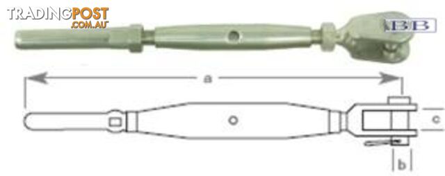 Turnbuckle Swage and Fork - Mini 3.0mm TO 1/8