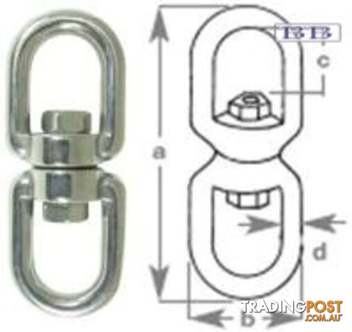 Eye & Eye Swivel 10mm