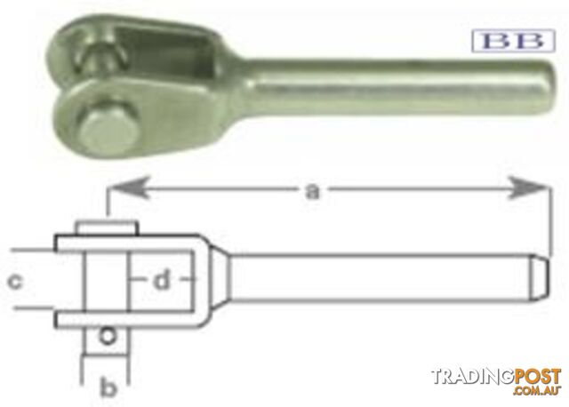MINI Swage Fork Terminal to suit 1/8" wire