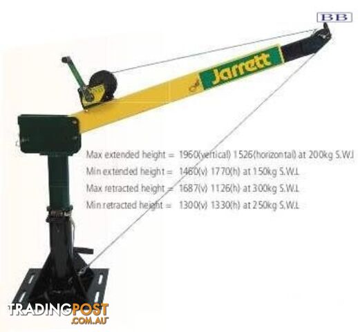Back saver cranes by Jarret 300kg Jarrett Backsaver Crane Lift and Turn (std...