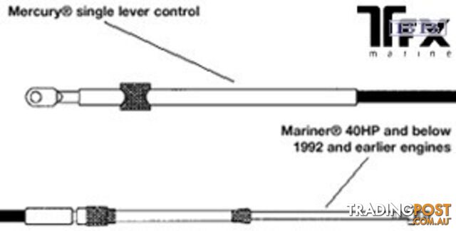 MARINER Pre 93 Mariner Low HP Control Cable CC210  630 Type Teleflex