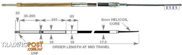 Teleflex H/Duty D0499 - TFX gear cable - 2m to 8m