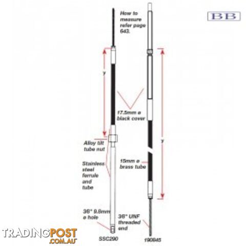 Teleflex Command D290 steering cables 9-25ft D345