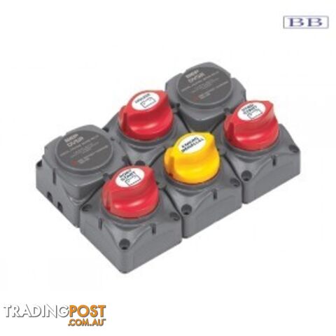 BEP Battery Distribution Cluster with DVSR - Twin Outboard Three Battery Banks