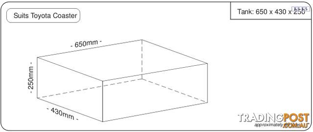 Water tank 650mm LONG x 430mm MID x 250mm SHORT 65 litre