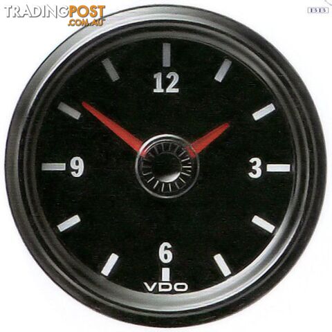 Clock S/Steel Black VDO 12v