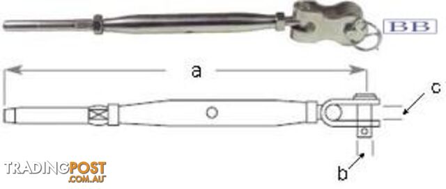 Turnbuckle to suit 4.0mm (5/32") wire