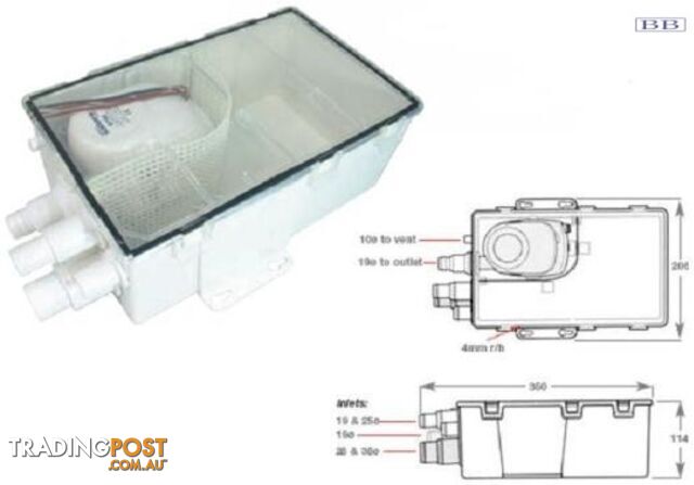 Grey waste sump & pump 24 Volt