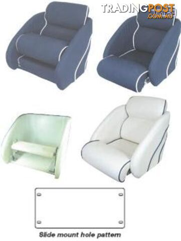 Boat seats Pilot boat Seat White Vinyl/Navy Trim