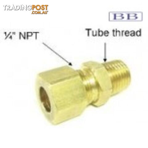 Connector Fitting 1/4\ NPT to 1/2\"" tube thread"""""""""""""""