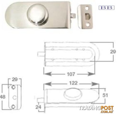 Transom Door Latches - 316 Stainless Steel