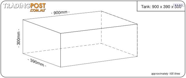 Water tank 900mm LONG x 390mm MID x 300mm SHORT 105 litre