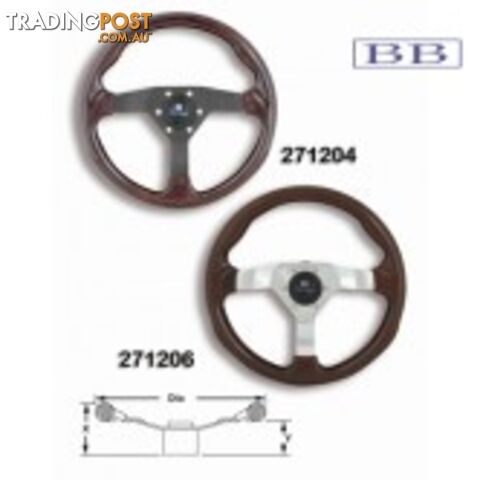 Boat steering wheel Portocino - Chromed Spoke Mahogany