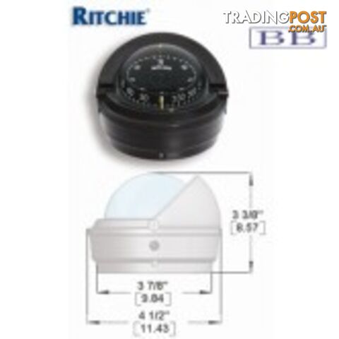 Marine Voyager Surface Mount Black 75mm