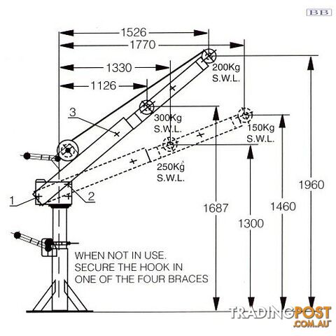 Backsaver cranes by Jarret 300kg Jarrett Backsaver ELECTRIC DC Crane Lift  Turn manual  F12696E12 F12696E24