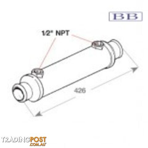 Oil cooler 6.25 kw - 50 mm Waterway