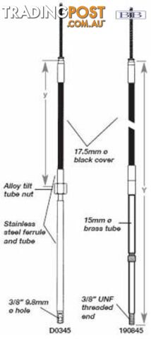 D0345 - TFX steering cable - 3.75m