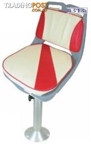 Bay Pedestal Seat - Off White & Red