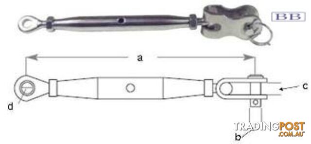 Turnbuckle Toggle & Eye M8
