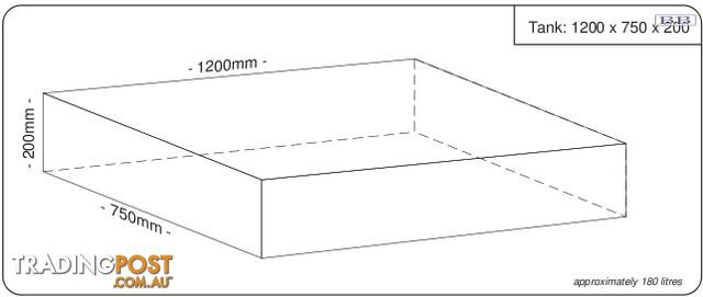 Water tanks 1200mm LONG x 750mm MID x 200mm SHORT 165 litre