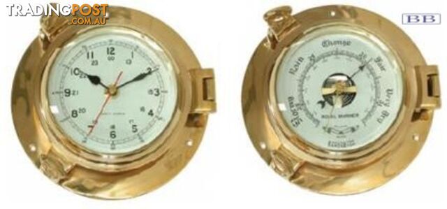 Marine Brass clocks / Barometer Porthole - Small 186mm and Large 220mm