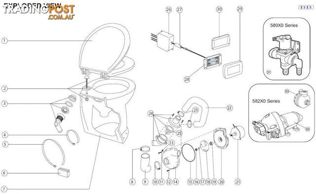 Jabsco Deluxe quiet flush toilet parts