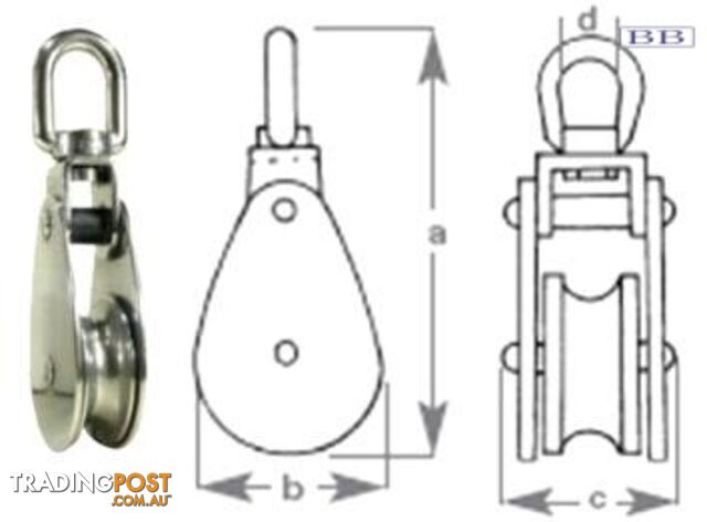 Cheek Block - 12mm s/s