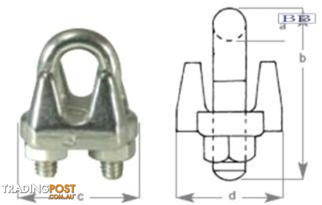 S/S Wire Rope Grip suits wire 6mm