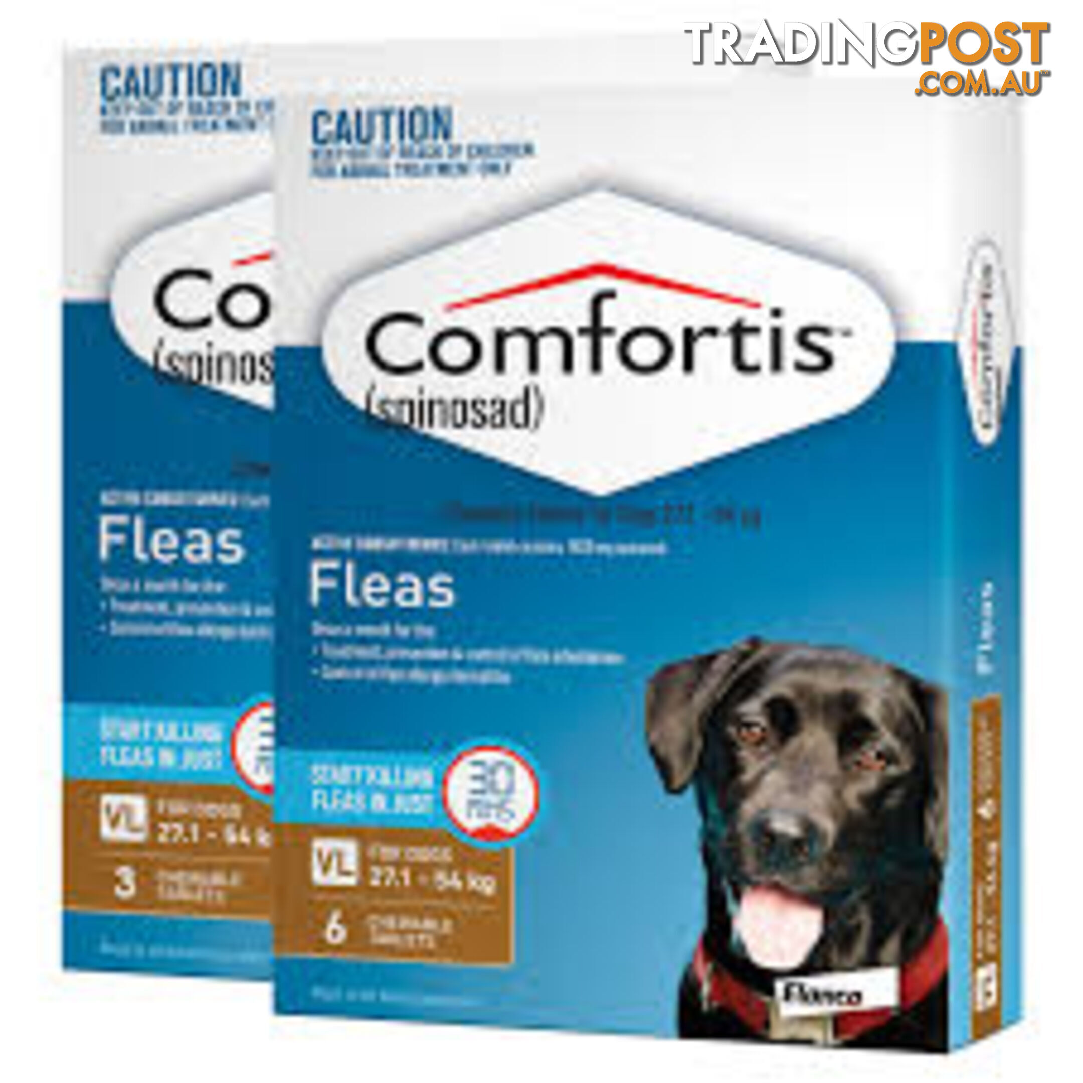 COMFORTIS chewable tablets - 6pk BROWN 27.1-54KG