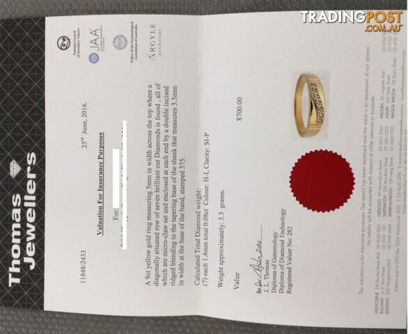 9ct Gold Diamond Ring - With Valuation - photo 4 of 5