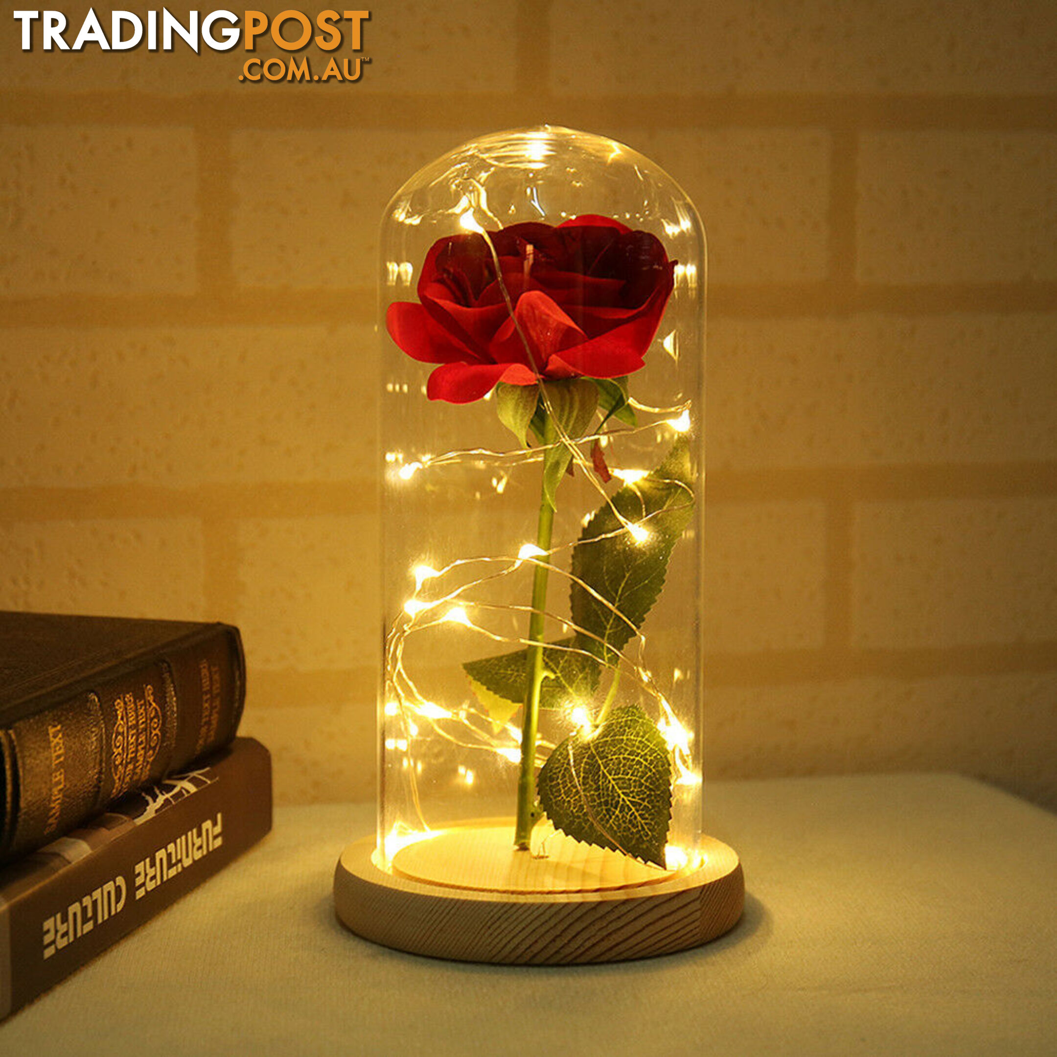 New LED Beauty And The Beast Red Rose Artificial Flower