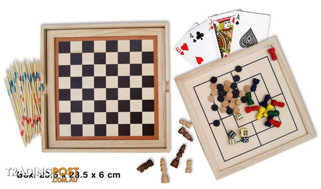 Classic 7 in 1 Games Set in Wooden Box - ETL2714