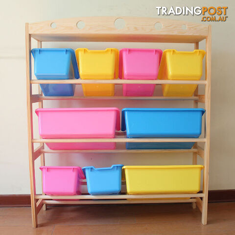 Storage Rack in Pinewood with Crates - FT011