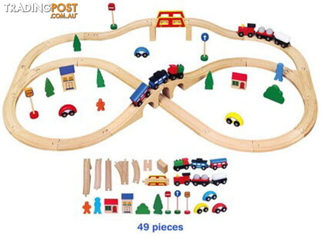 Train Set Wooden 49pc Set - ETL6304