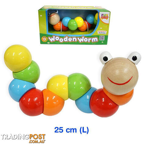 Wooden Wiggly Worm with 10 segments - ETL0083