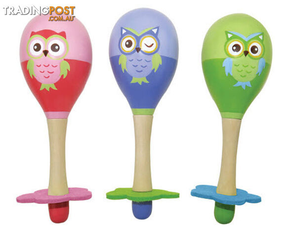 Wooden Owl Maracas in Pair - ETE3008