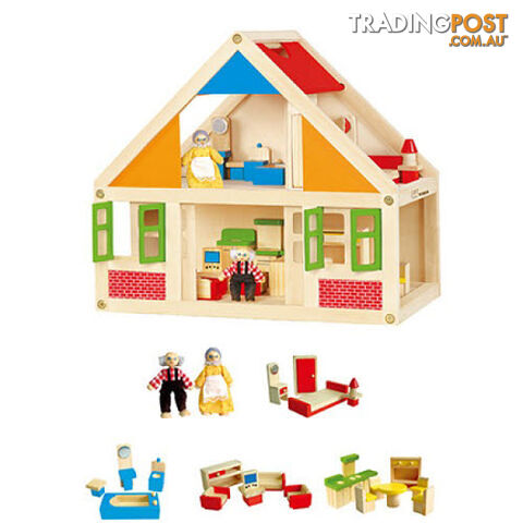 VG - Doll House with Furniture and 2 Dolls - ETL6254