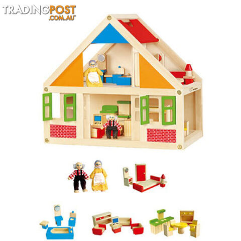 VG - Doll House with Furniture and 2 Dolls - ETL6254