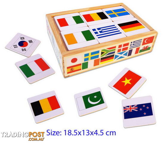 World Flag Wooden Memory Game - 48pcs - ETL1595
