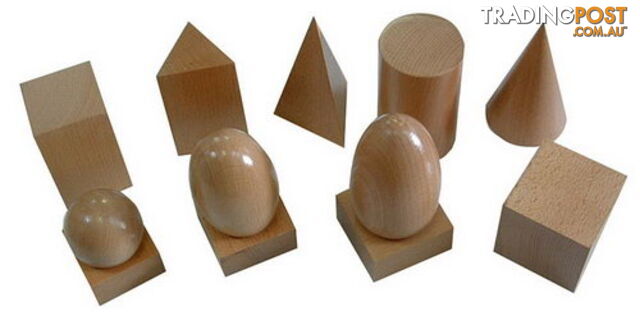 Geometric Solids and 3 stands - Natural Timber Finish (No Box) - SE46100