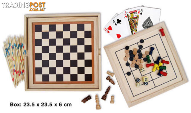 Classic 7 in 1 Games Set in Wooden Box - AETL2714