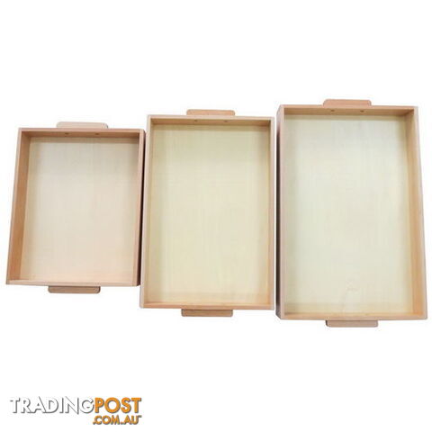 Wooden Tray with Handles - Set of 3 - PR019