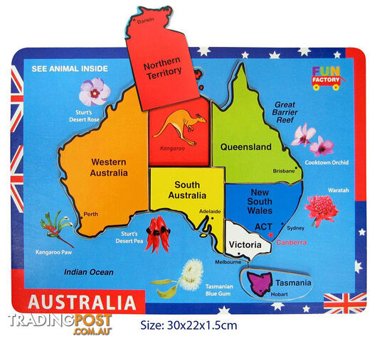 Puzzle raised- Australia Map - ETL0018