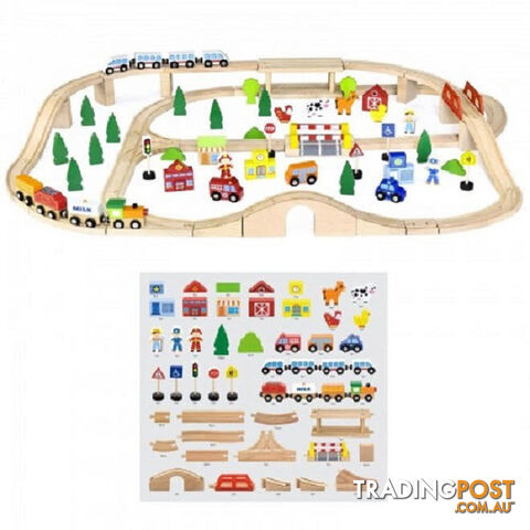 VG - Train Set Wooden 90pcs - ETL0998