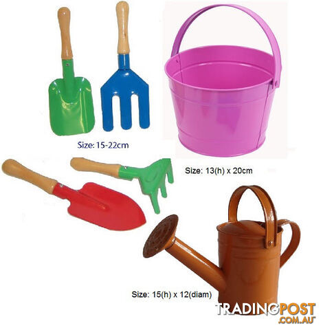 Steel Gardening Set - inc Tools, Bucket, Watering Can  -6Pcs - PR1028