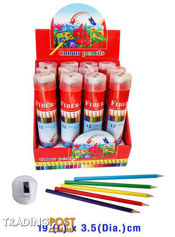 Coloured Pencils 12pc Metal Tube - AETL0277