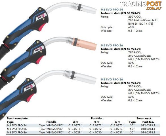 MB24 EVO Pro MIG Welding Torch 3 Metres Binzel 012.0371.1 - photo 4 of 4