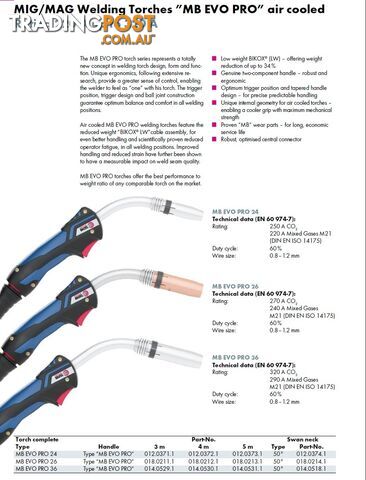 Binzel MB24 EVO Pro MIG Welding Torch 5 Metres 012.0373.1 - photo 4 of 5