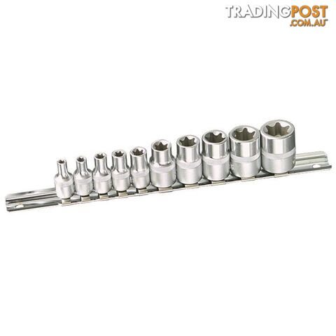 Torx Socket Set on Rail 9 Piece 1/2" Drive Kincrome 02094